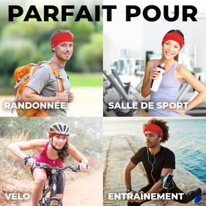 French Fitness Revolution - Bandeau de Sport Extensible pour Homme et Femme - Bandeau Anti - Transpiration pour la Course à Pied, Le Cyclisme, Le Basket - Ball, Le Yoga, Le Fitness - Bandeau - fitnessterapy