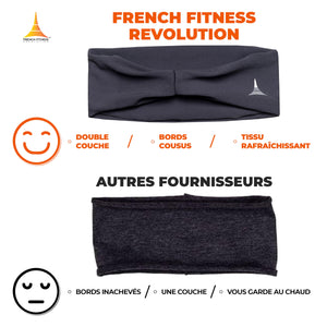 French Fitness Revolution - Bandeau de Sport Extensible pour Homme et Femme - Bandeau Anti - Transpiration pour la Course à Pied, Le Cyclisme, Le Basket - Ball, Le Yoga, Le Fitness - Bandeau - fitnessterapy