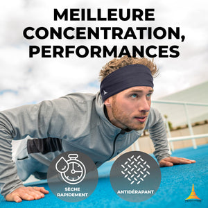 French Fitness Revolution - Bandeau de Sport Extensible pour Homme et Femme - Bandeau Anti - Transpiration pour la Course à Pied, Le Cyclisme, Le Basket - Ball, Le Yoga, Le Fitness - Bandeau - fitnessterapy