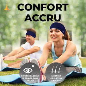French Fitness Revolution - Bandeau de Sport Extensible pour Homme et Femme - Bandeau Anti - Transpiration pour la Course à Pied, Le Cyclisme, Le Basket - Ball, Le Yoga, Le Fitness - Bandeau - fitnessterapy