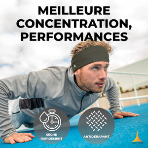 French Fitness Revolution - Bandeau de Sport Extensible pour Homme et Femme - Bandeau Anti - Transpiration pour la Course à Pied, Le Cyclisme, Le Basket - Ball, Le Yoga, Le Fitness - Bandeau - fitnessterapy