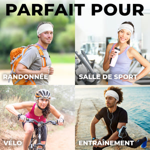 French Fitness Revolution - Bandeau de Sport Extensible pour Homme et Femme - Bandeau Anti - Transpiration pour la Course à Pied, Le Cyclisme, Le Basket - Ball, Le Yoga, Le Fitness - Bandeau - fitnessterapy