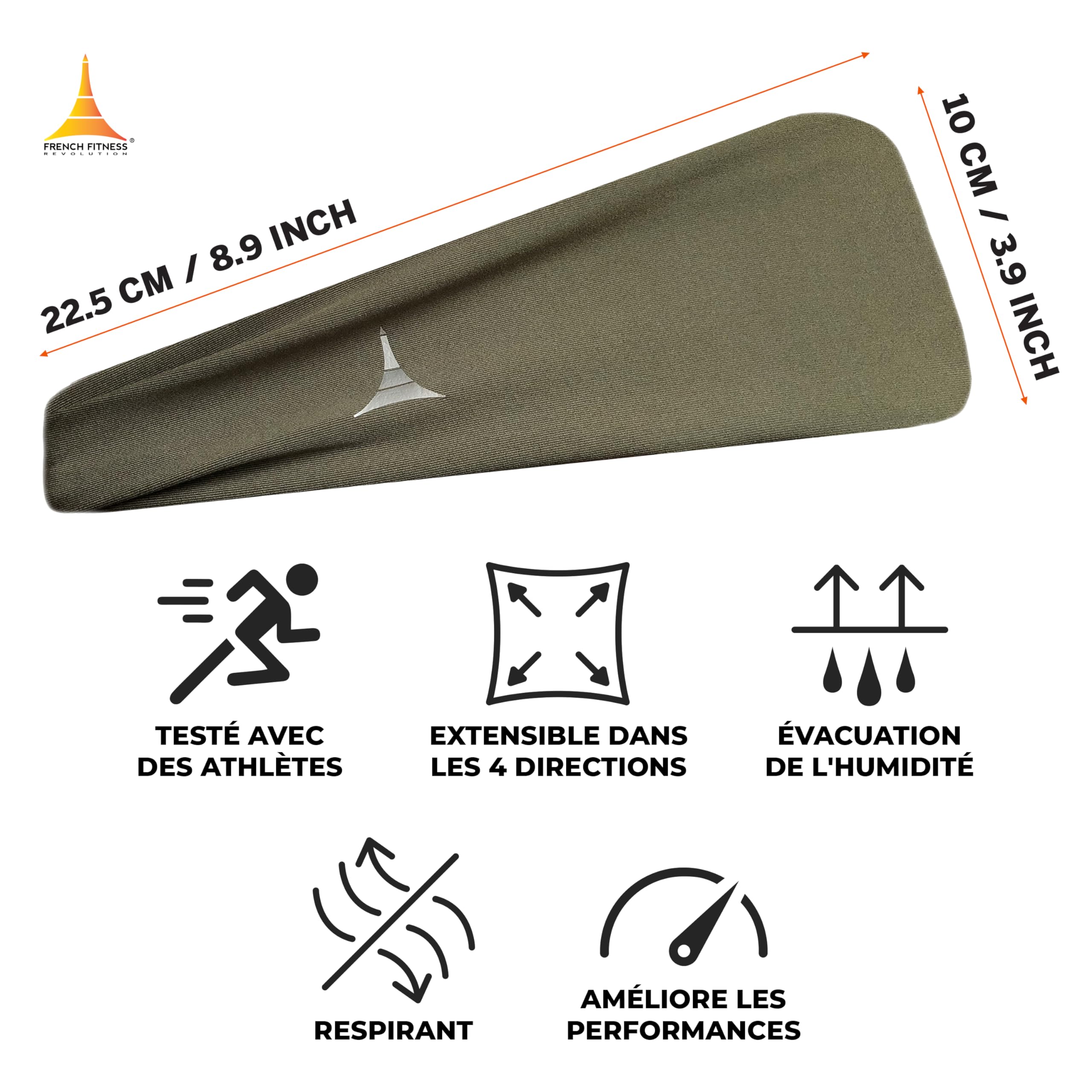 French Fitness Revolution - Bandeau de Sport Extensible pour Homme et Femme - Bandeau Anti - Transpiration pour la Course à Pied, Le Cyclisme, Le Basket - Ball, Le Yoga, Le Fitness - Bandeau - fitnessterapy