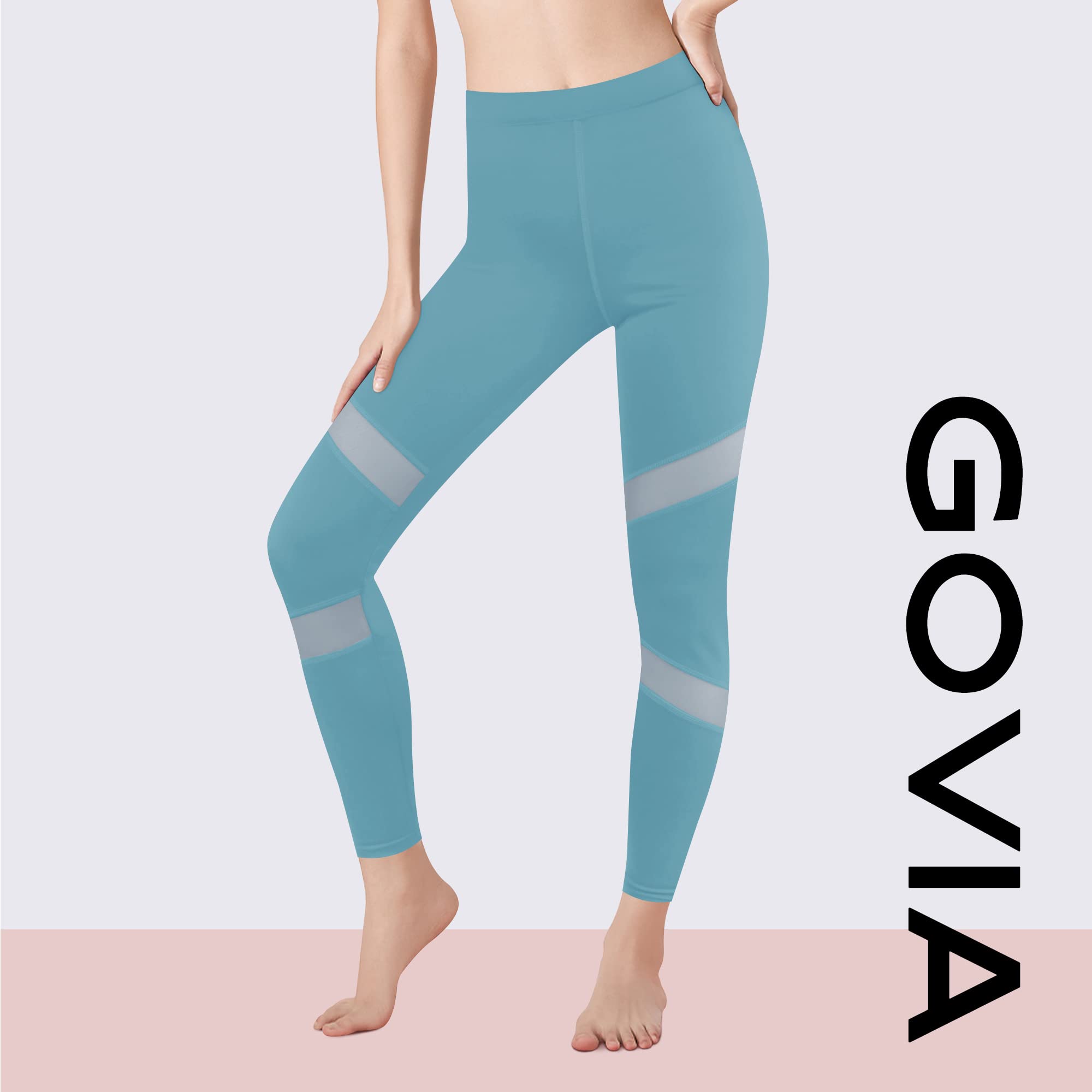 GoVIA Legging pour Femme Pantalon de Course à Pied Pantalon de Sport Respirant Pantalon de Yoga Fitness Taille Haute Long Rayures 4106 - fitnessterapy