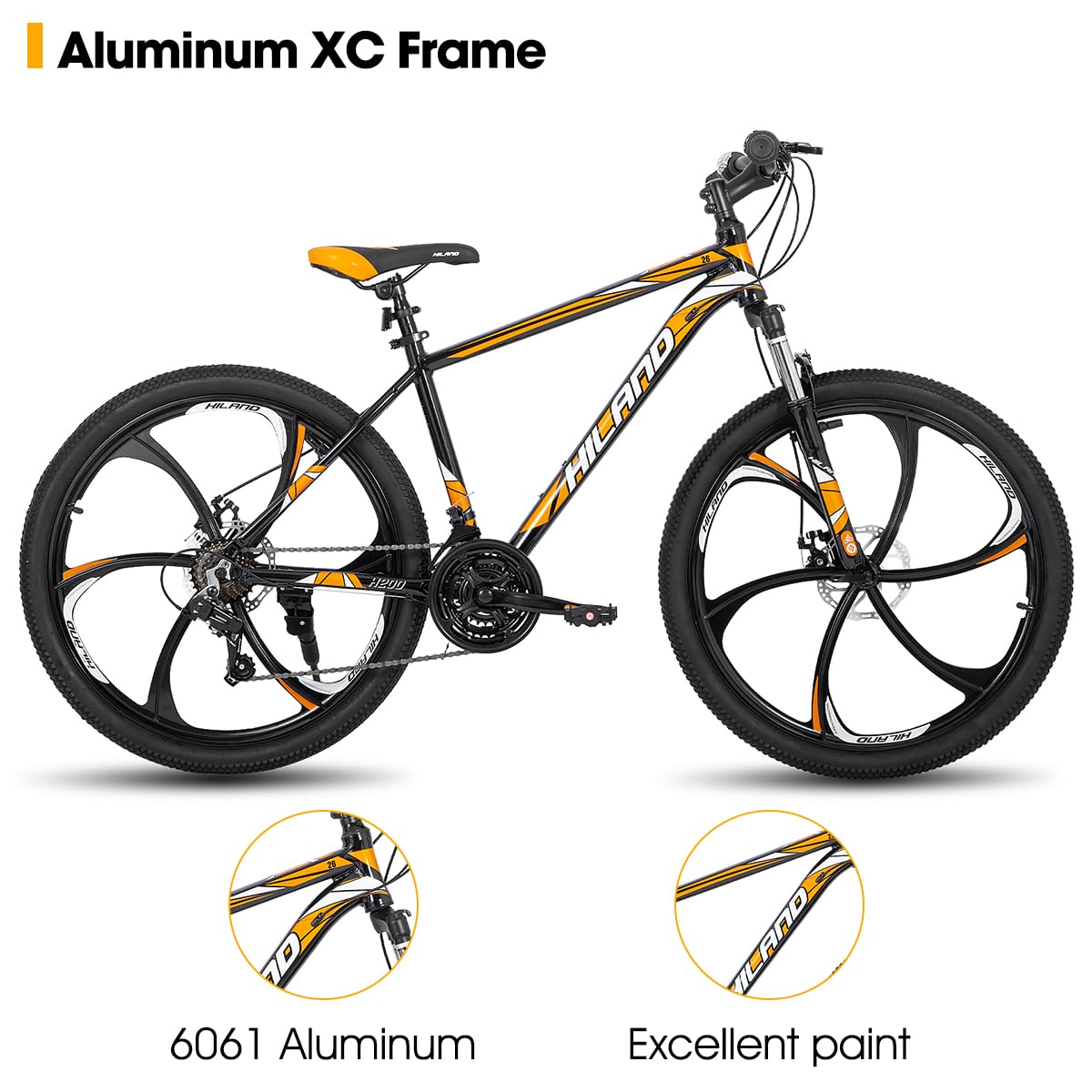 Hiland VTT 3/6 rayons, 21 vitesses, cadre en aluminium, roues de 26 pouces, frein à disque pour homme, femme, vélo VTT pour homme, plusieurs couleurs - fitnessterapy