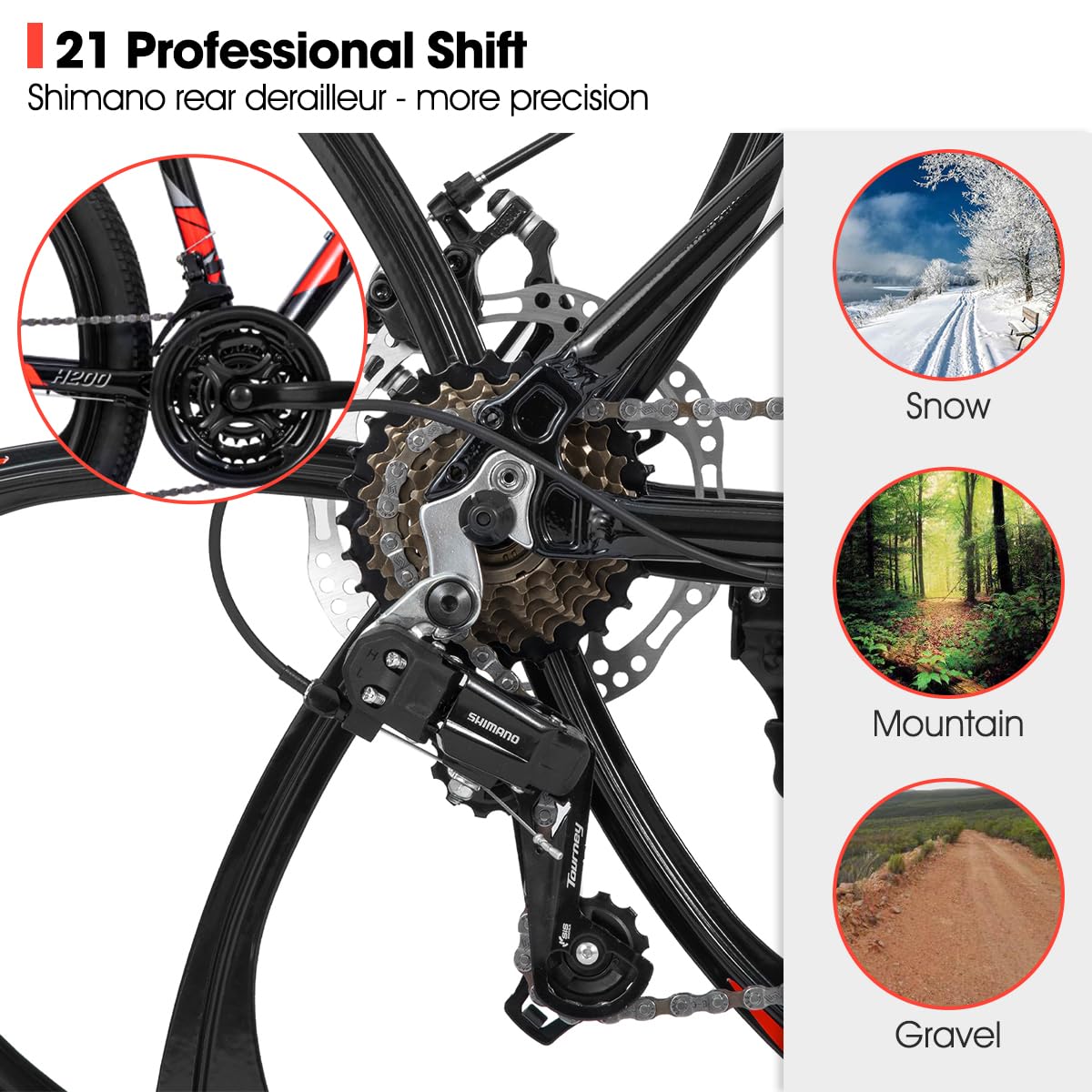 Hiland VTT 3/6 rayons, 21 vitesses, cadre en aluminium, roues de 26 pouces, frein à disque pour homme, femme, vélo VTT pour homme, plusieurs couleurs - fitnessterapy