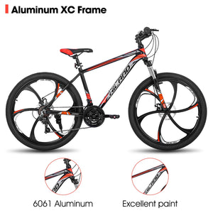 Hiland VTT 3/6 rayons, 21 vitesses, cadre en aluminium, roues de 26 pouces, frein à disque pour homme, femme, vélo VTT pour homme, plusieurs couleurs - fitnessterapy