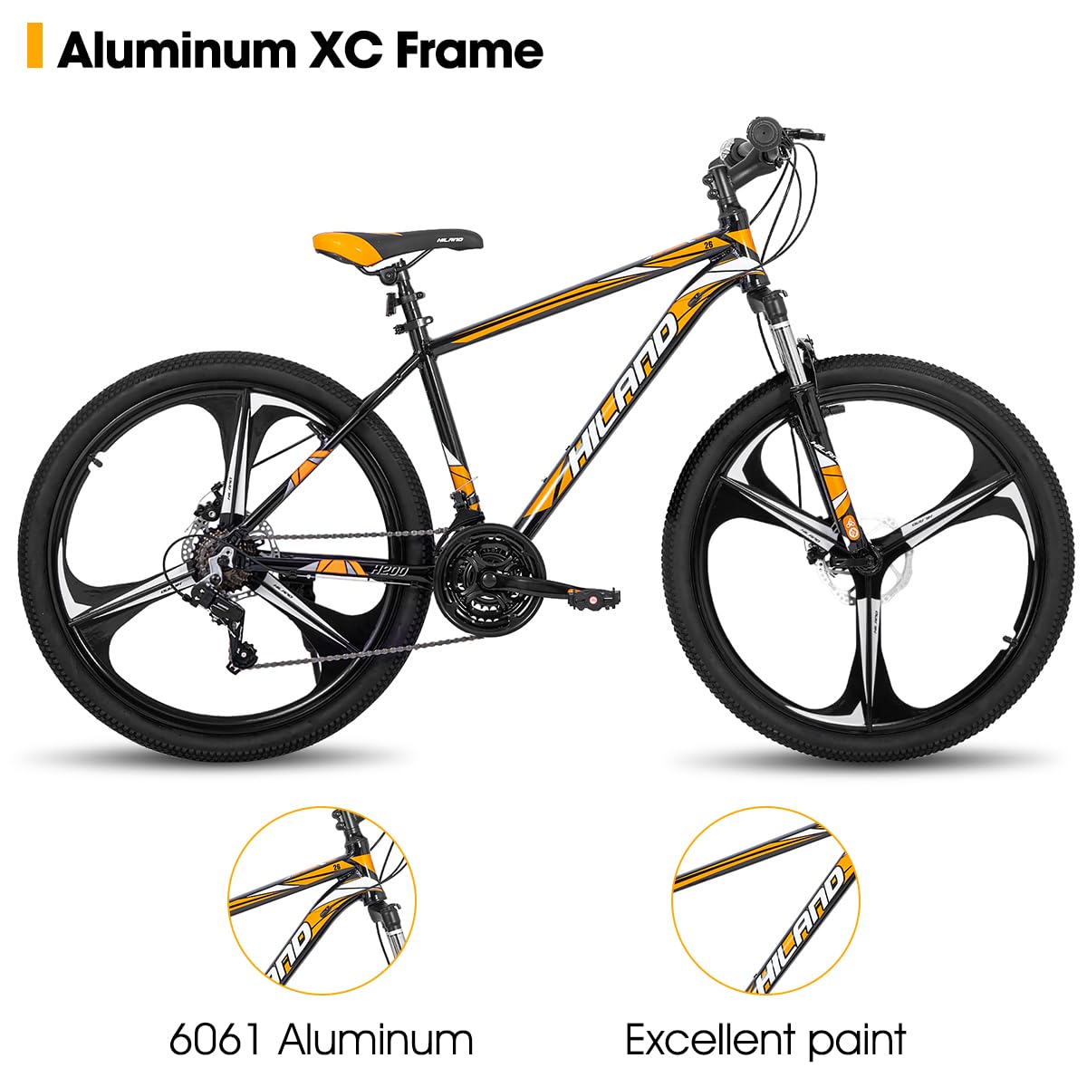 Hiland VTT 3/6 rayons, 21 vitesses, cadre en aluminium, roues de 26 pouces, frein à disque pour homme, femme, vélo VTT pour homme, plusieurs couleurs - fitnessterapy