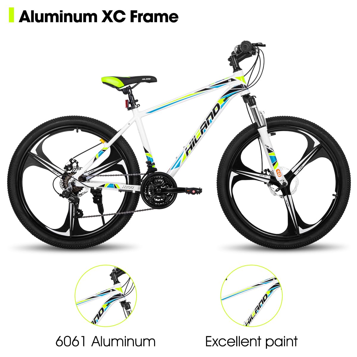 Hiland VTT 3/6 rayons, 21 vitesses, cadre en aluminium, roues de 26 pouces, frein à disque pour homme, femme, vélo VTT pour homme, plusieurs couleurs - fitnessterapy