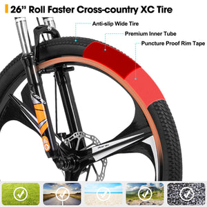 Hiland VTT 3/6 rayons, 21 vitesses, cadre en aluminium, roues de 26 pouces, frein à disque pour homme, femme, vélo VTT pour homme, plusieurs couleurs - fitnessterapy