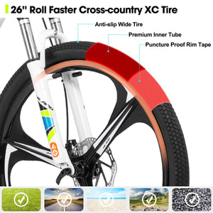 Hiland VTT 3/6 rayons, 21 vitesses, cadre en aluminium, roues de 26 pouces, frein à disque pour homme, femme, vélo VTT pour homme, plusieurs couleurs - fitnessterapy
