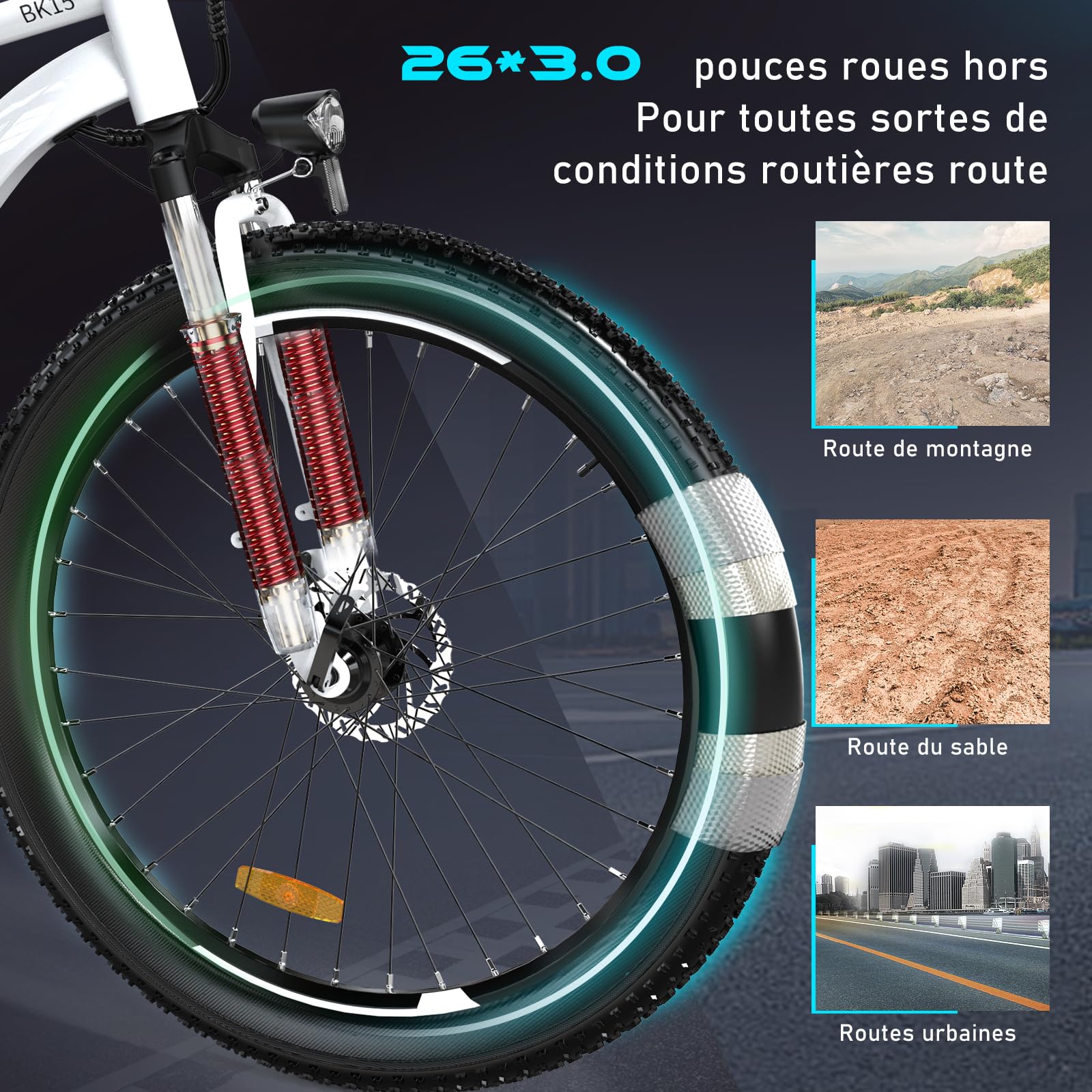 HITWAY Vélo Électrique, 26 * 3.0/4.0 Pouces VTT Électrique avec Batterie au Lithium Amovible 48V15Ah, Ville E - Bike avec 7 Vitesses, Moteur 250Wh, Autonomie 45 - 80km pour Adulte - fitnessterapy