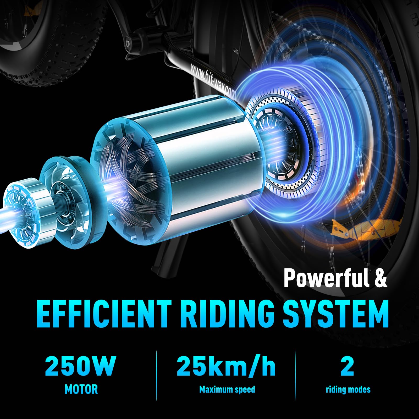 HITWAY Vélo Électrique, 26 * 3.0/4.0 Pouces VTT Électrique avec Batterie au Lithium Amovible 48V15Ah, Ville E - Bike avec 7 Vitesses, Moteur 250Wh, Autonomie 45 - 80km pour Adulte - fitnessterapy