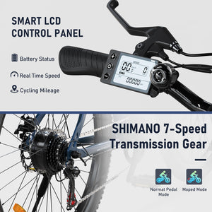 HITWAY Vélo Électrique, 26 * 3.0/4.0 Pouces VTT Électrique avec Batterie au Lithium Amovible 48V15Ah, Ville E - Bike avec 7 Vitesses, Moteur 250Wh, Autonomie 45 - 80km pour Adulte - fitnessterapy