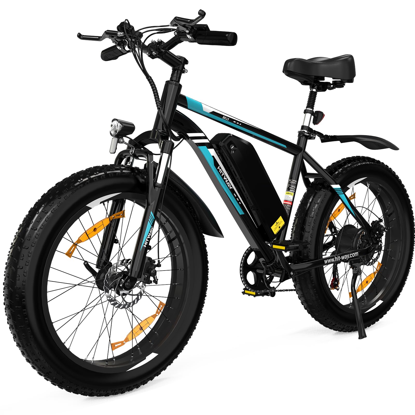 HITWAY Vélo Électrique, 26 * 3.0/4.0 Pouces VTT Électrique avec Batterie au Lithium Amovible 48V15Ah, Ville E - Bike avec 7 Vitesses, Moteur 250Wh, Autonomie 45 - 80km pour Adulte - fitnessterapy