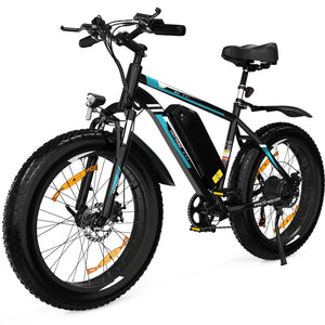 HITWAY Vélo Électrique, 26 * 3.0/4.0 Pouces VTT Électrique avec Batterie au Lithium Amovible 48V15Ah, Ville E - Bike avec 7 Vitesses, Moteur 250Wh, Autonomie 45 - 80km pour Adulte - fitnessterapy