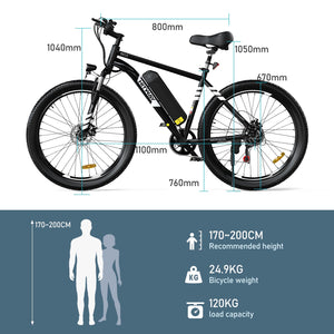 HITWAY Vélo Électrique, 26 * 3.0/4.0 Pouces VTT Électrique avec Batterie au Lithium Amovible 48V15Ah, Ville E - Bike avec 7 Vitesses, Moteur 250Wh, Autonomie 45 - 80km pour Adulte - fitnessterapy