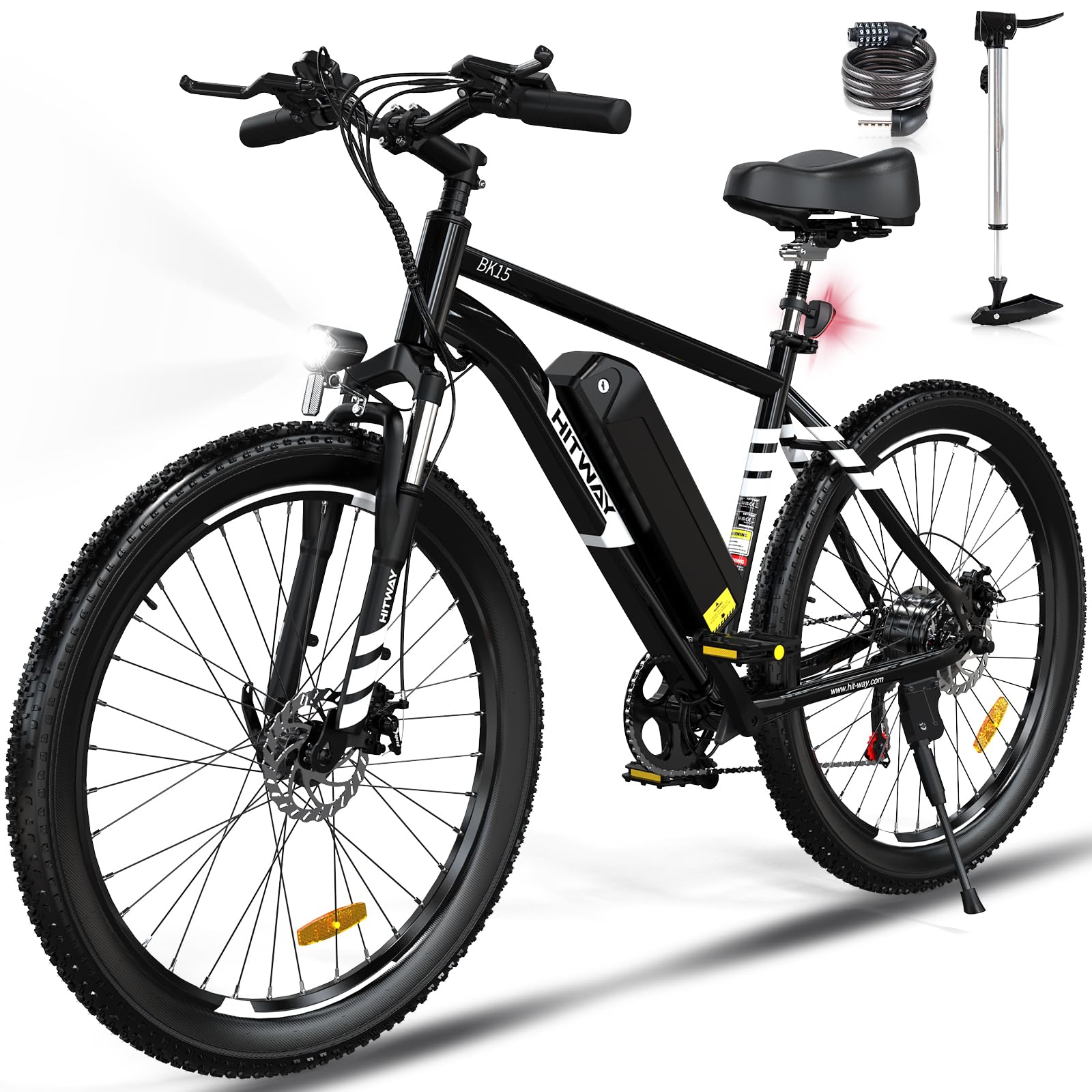 HITWAY Vélo Électrique, 26 * 3.0/4.0 Pouces VTT Électrique avec Batterie au Lithium Amovible 48V15Ah, Ville E - Bike avec 7 Vitesses, Moteur 250Wh, Autonomie 45 - 80km pour Adulte - fitnessterapy