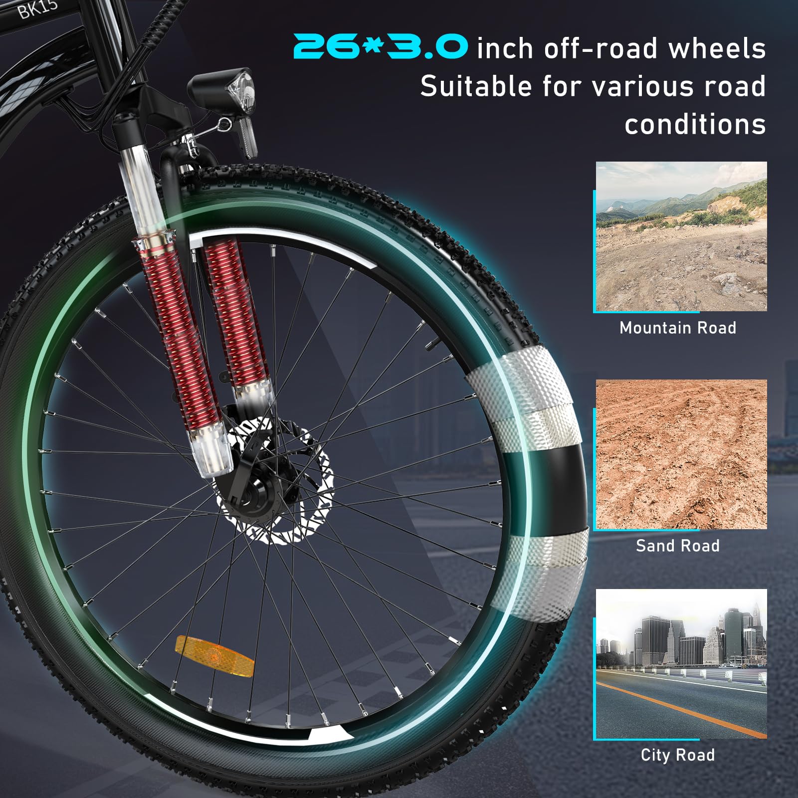 HITWAY Vélo Électrique, 26 * 3.0/4.0 Pouces VTT Électrique avec Batterie au Lithium Amovible 48V15Ah, Ville E - Bike avec 7 Vitesses, Moteur 250Wh, Autonomie 45 - 80km pour Adulte - fitnessterapy