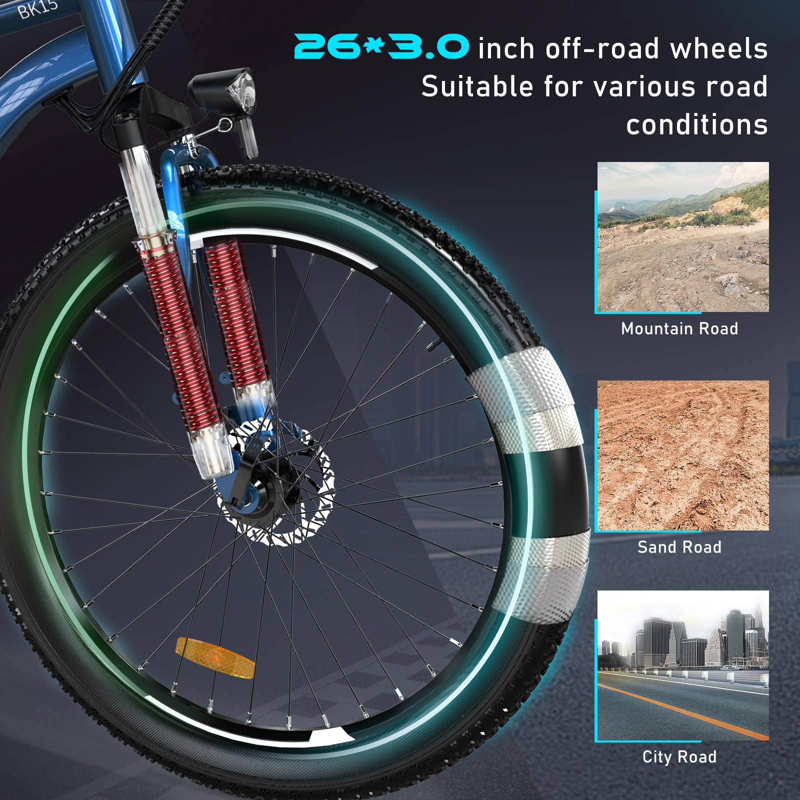 HITWAY Vélo Électrique, 26 * 3.0/4.0 Pouces VTT Électrique avec Batterie au Lithium Amovible 48V15Ah, Ville E - Bike avec 7 Vitesses, Moteur 250Wh, Autonomie 45 - 80km pour Adulte - fitnessterapy