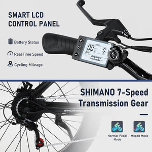 HITWAY Vélo Électrique, 26 * 3.0/4.0 Pouces VTT Électrique avec Batterie au Lithium Amovible 48V15Ah, Ville E - Bike avec 7 Vitesses, Moteur 250Wh, Autonomie 45 - 80km pour Adulte - fitnessterapy