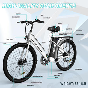 HITWAY Vélo Électrique 26 Pouces Vélo Électrique Femme et Homme,Moteur 250W,Batterie 36V/8,4Ah,Max 25km/h,Pédalage Assisté,Autonomie 35 - 70km,Adulte Unisexe - fitnessterapy