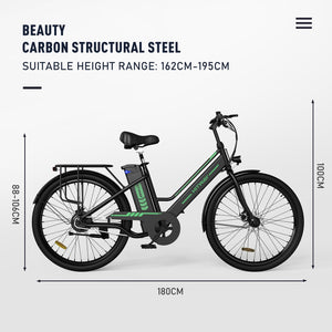 HITWAY Vélo Électrique 26 Pouces Vélo Électrique Femme et Homme,Moteur 250W,Batterie 36V/8,4Ah,Max 25km/h,Pédalage Assisté,Autonomie 35 - 70km,Adulte Unisexe - fitnessterapy