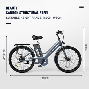 HITWAY Vélo Électrique 26 Pouces Vélo Électrique Femme et Homme,Moteur 250W,Batterie 36V/8,4Ah,Max 25km/h,Pédalage Assisté,Autonomie 35 - 70km,Adulte Unisexe - fitnessterapy