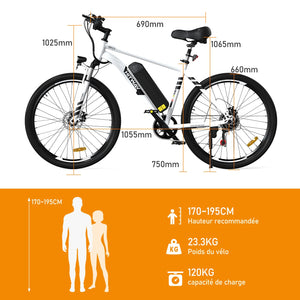 HITWAY Vélo Électrique, VTT Électrique avec Batterie au Lithium Amovible 36V12Ah, Ville E - Bike avec 7 Vitesses, Moteur 250W, Autonomie 35 - 90km pour Adulte - fitnessterapy