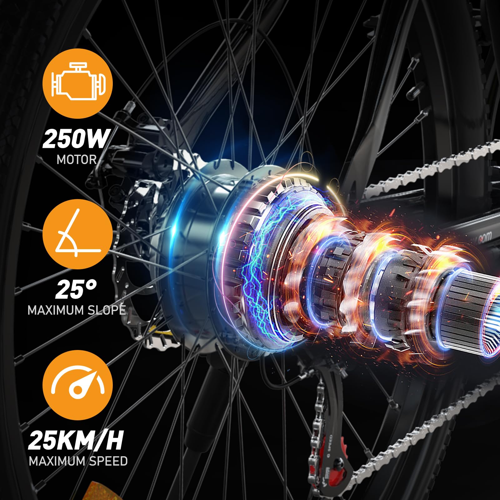 HITWAY Vélo Électrique, VTT Électrique avec Batterie au Lithium Amovible 36V12Ah, Ville E - Bike avec 7 Vitesses, Moteur 250W, Autonomie 35 - 90km pour Adulte - fitnessterapy