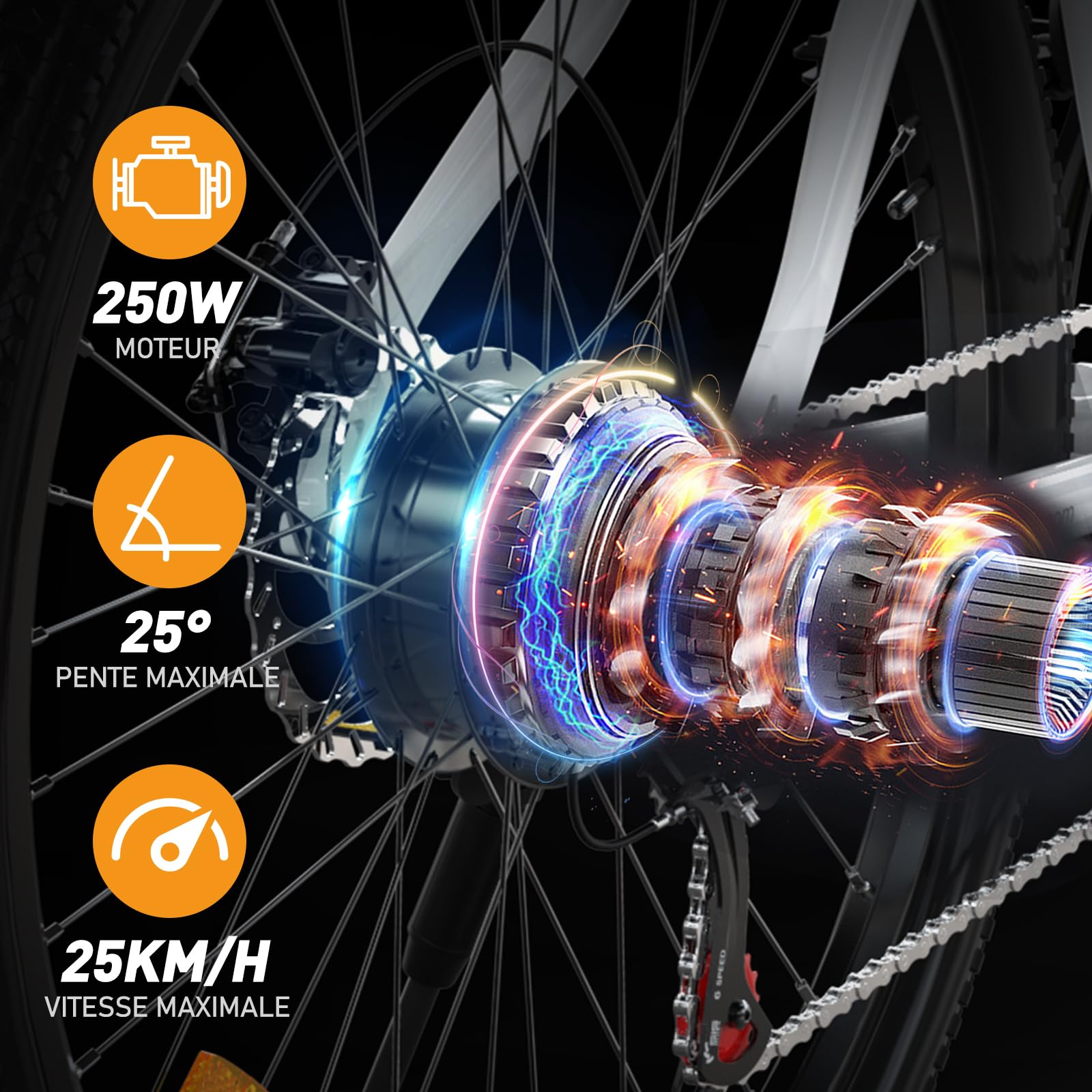 HITWAY Vélo Électrique, VTT Électrique avec Batterie au Lithium Amovible 36V12Ah, Ville E - Bike avec 7 Vitesses, Moteur 250W, Autonomie 35 - 90km pour Adulte - fitnessterapy