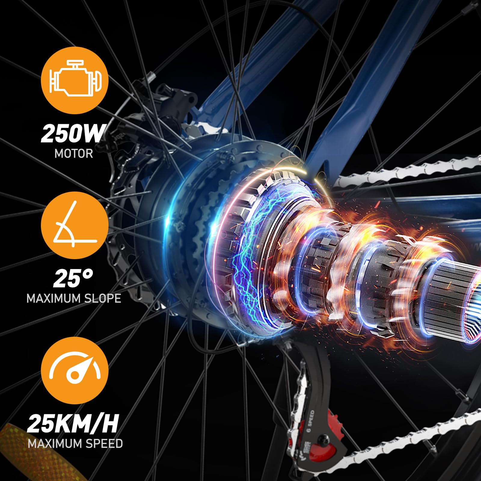 HITWAY Vélo Électrique, VTT Électrique avec Batterie au Lithium Amovible 36V12Ah, Ville E - Bike avec 7 Vitesses, Moteur 250W, Autonomie 35 - 90km pour Adulte - fitnessterapy