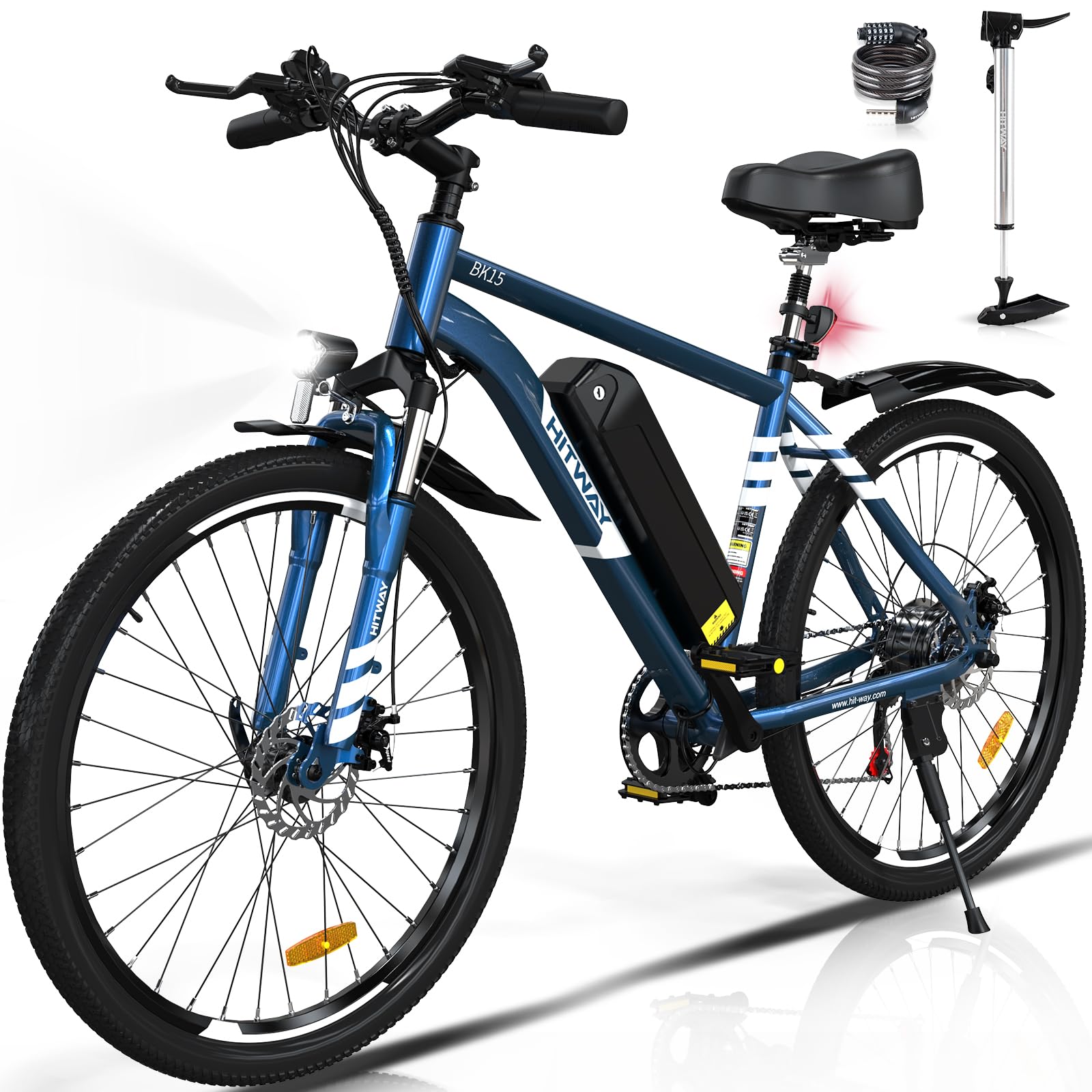 HITWAY Vélo Électrique, VTT Électrique avec Batterie au Lithium Amovible 36V12Ah, Ville E - Bike avec 7 Vitesses, Moteur 250W, Autonomie 35 - 90km pour Adulte - fitnessterapy