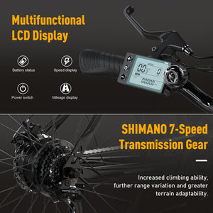 HITWAY Vélo Électrique, VTT Électrique avec Batterie au Lithium Amovible 36V12Ah, Ville E - Bike avec 7 Vitesses, Moteur 250W, Autonomie 35 - 90km pour Adulte - fitnessterapy