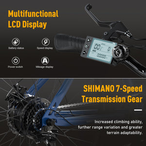 HITWAY Vélo Électrique, VTT Électrique avec Batterie au Lithium Amovible 36V12Ah, Ville E - Bike avec 7 Vitesses, Moteur 250W, Autonomie 35 - 90km pour Adulte - fitnessterapy
