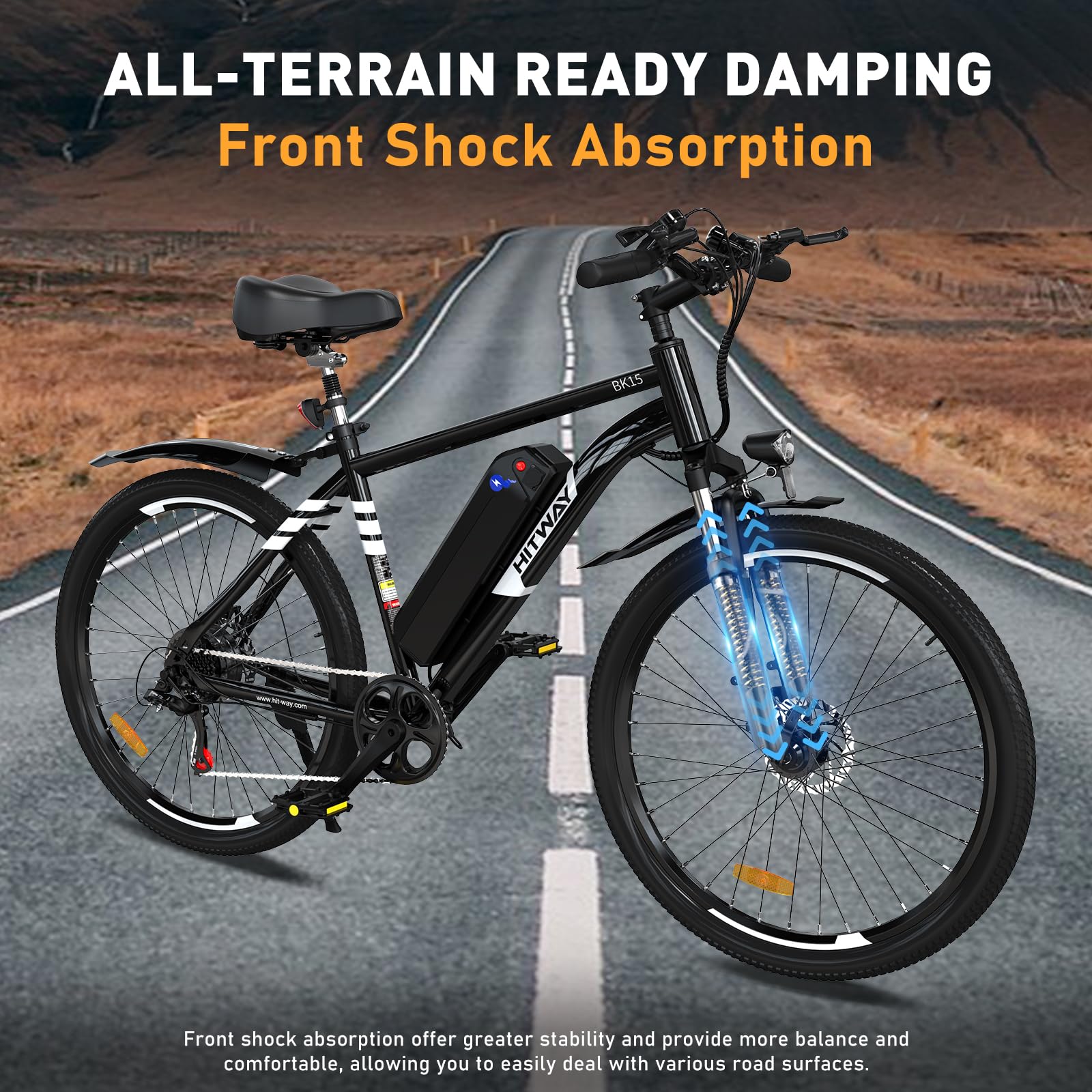 HITWAY Vélo Électrique, VTT Électrique avec Batterie au Lithium Amovible 36V12Ah, Ville E - Bike avec 7 Vitesses, Moteur 250W, Autonomie 35 - 90km pour Adulte - fitnessterapy