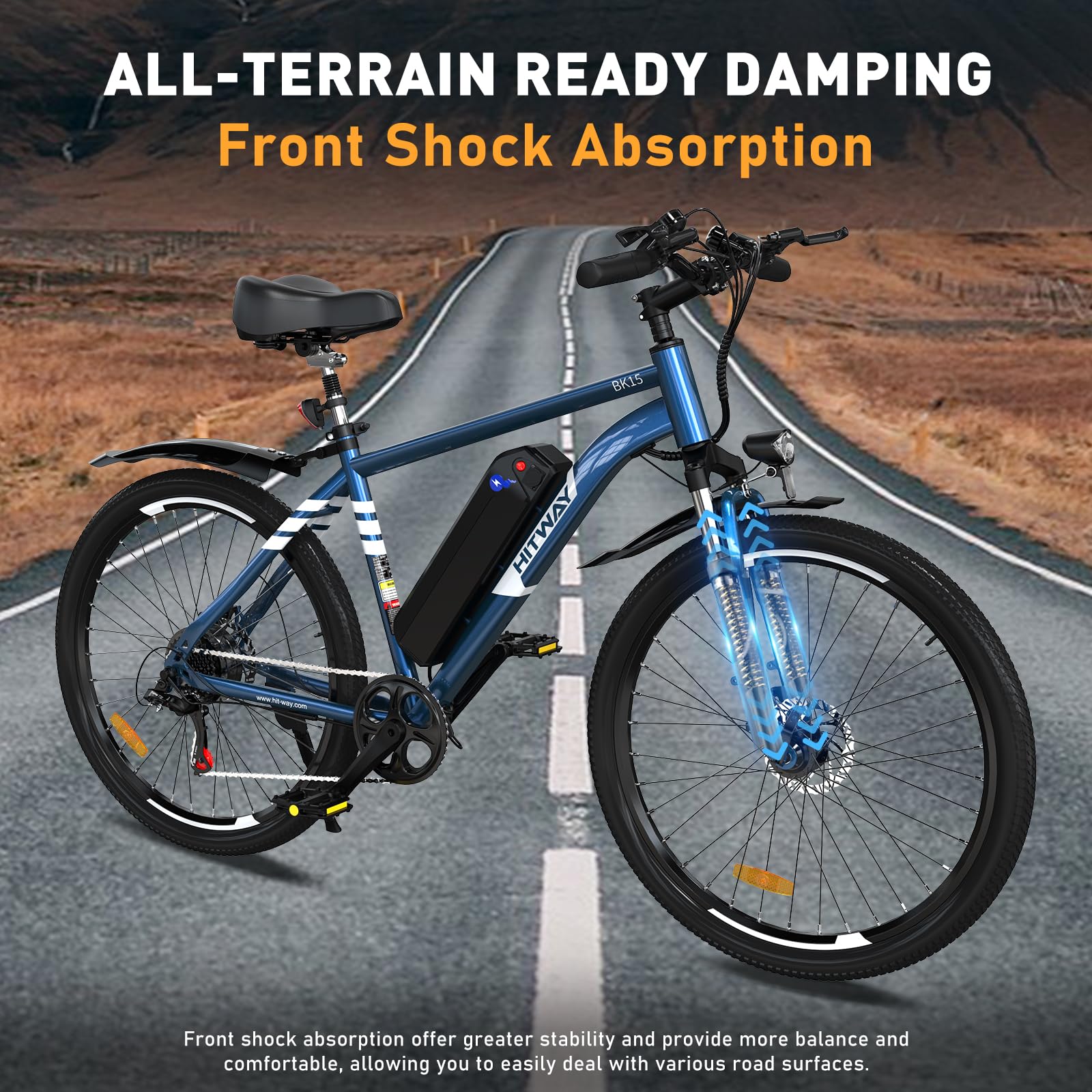 HITWAY Vélo Électrique, VTT Électrique avec Batterie au Lithium Amovible 36V12Ah, Ville E - Bike avec 7 Vitesses, Moteur 250W, Autonomie 35 - 90km pour Adulte - fitnessterapy