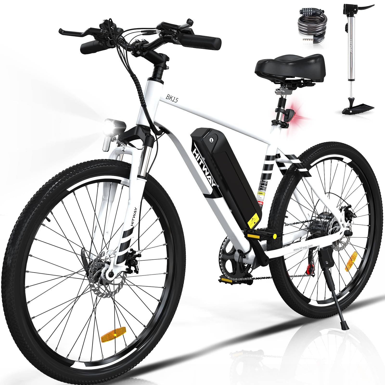 HITWAY Vélo Électrique, VTT Électrique avec Batterie au Lithium Amovible 36V12Ah, Ville E - Bike avec 7 Vitesses, Moteur 250W, Autonomie 35 - 90km pour Adulte - fitnessterapy
