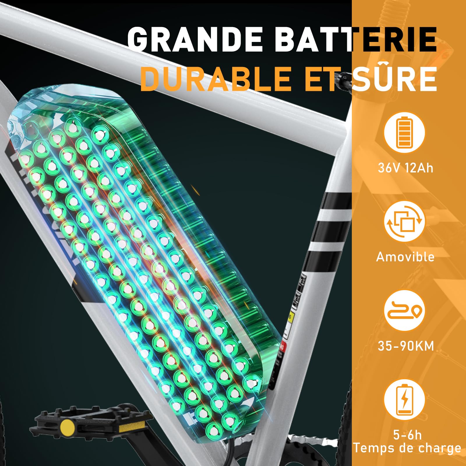 HITWAY Vélo Électrique, VTT Électrique avec Batterie au Lithium Amovible 36V12Ah, Ville E - Bike avec 7 Vitesses, Moteur 250W, Autonomie 35 - 90km pour Adulte - fitnessterapy