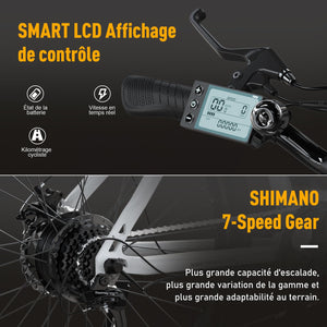 HITWAY Vélo Électrique, VTT Électrique avec Batterie au Lithium Amovible 36V12Ah, Ville E - Bike avec 7 Vitesses, Moteur 250W, Autonomie 35 - 90km pour Adulte - fitnessterapy