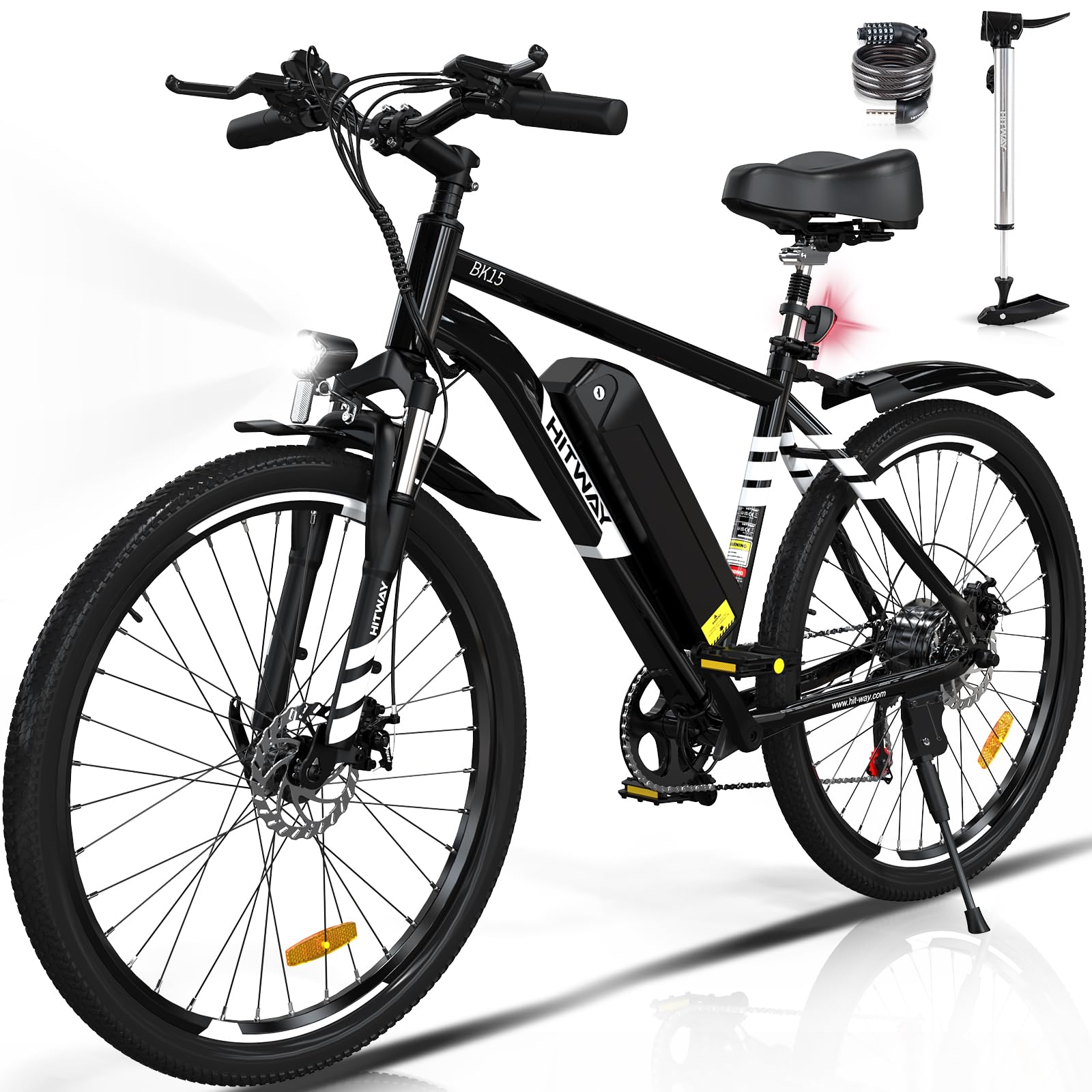 HITWAY Vélo Électrique, VTT Électrique avec Batterie au Lithium Amovible 36V12Ah, Ville E - Bike avec 7 Vitesses, Moteur 250W, Autonomie 35 - 90km pour Adulte - fitnessterapy