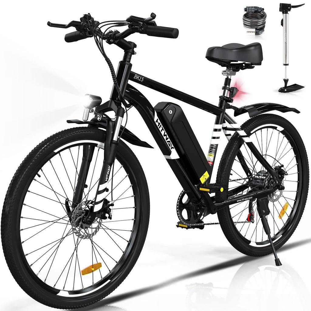 HITWAY Vélo Électrique, VTT Électrique avec Batterie au Lithium Amovible 36V12Ah, Ville E - Bike avec 7 Vitesses, Moteur 250W, Autonomie 35 - 90km pour Adulte - fitnessterapy