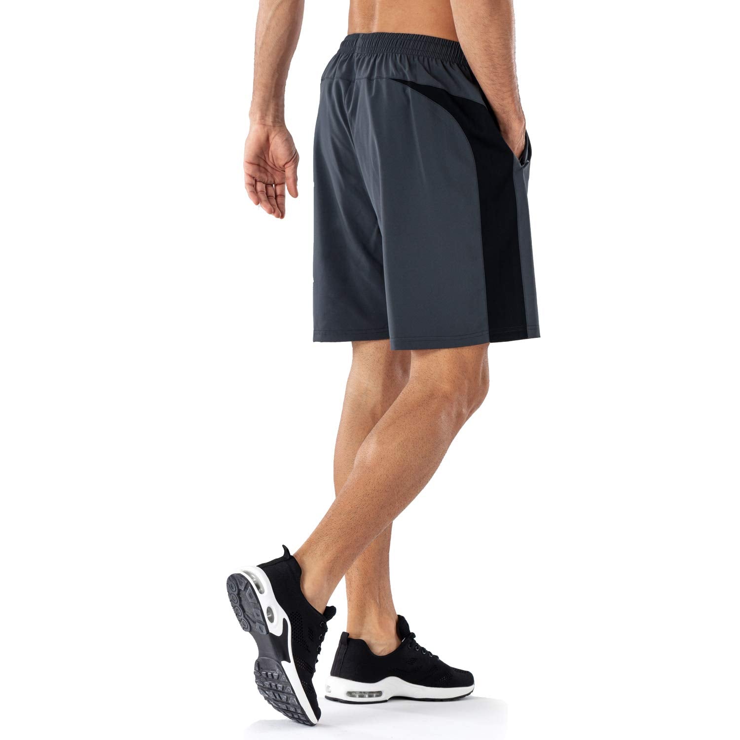 HMIYA Short de Course Homme Séchage Rapide Sport Pantalon Court avec Poche Zippé - fitnessterapy