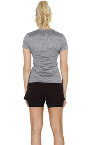 icyzone T-Shirts de Sport Femme à Manche Courtes Tops et Col en V Fitness Yoga Tee Shirt, Lot de 3 - fitnessterapy