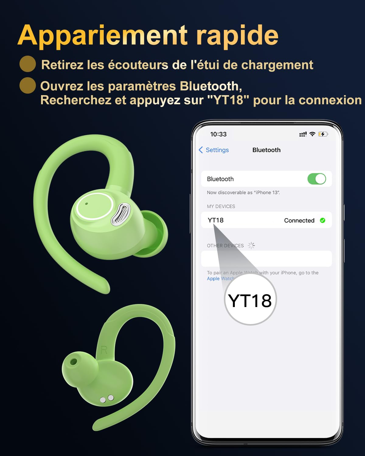 Jesebang Ecouteurs Bluetooth sans Fil Sport, 2024 Écouteur Bluetooth 5.3 HiFi Stéréo, Ecouteurs sans Fil avec ENC Mic, Oreillette Bluetooth Running IP7 Étanche, 40H Casque Bluetooth Écran LED, Noir - fitnessterapy