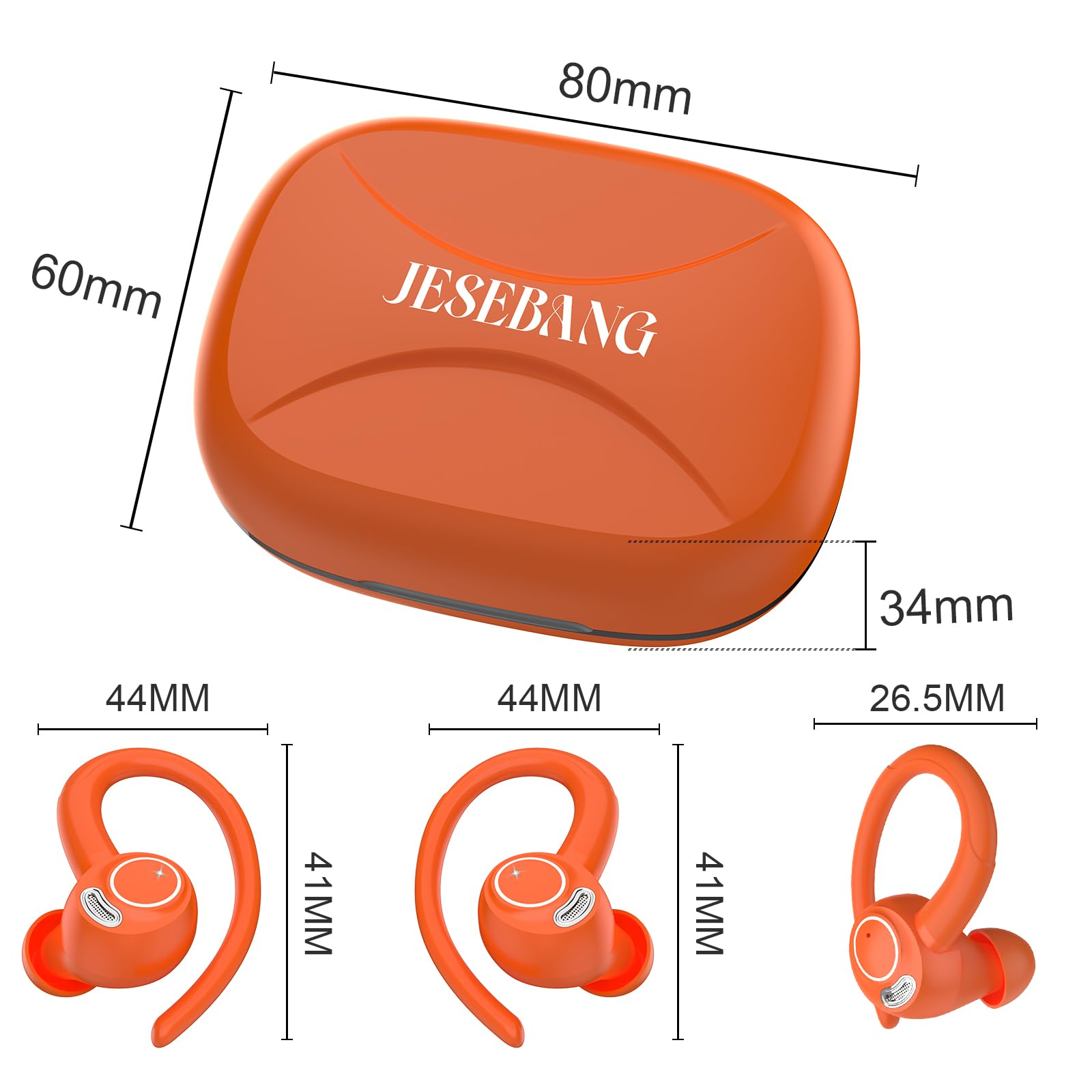 Jesebang Ecouteurs Bluetooth sans Fil Sport, 2024 Écouteur Bluetooth 5.3 HiFi Stéréo, Ecouteurs sans Fil avec ENC Mic, Oreillette Bluetooth Running IP7 Étanche, 40H Casque Bluetooth Écran LED, Noir - fitnessterapy
