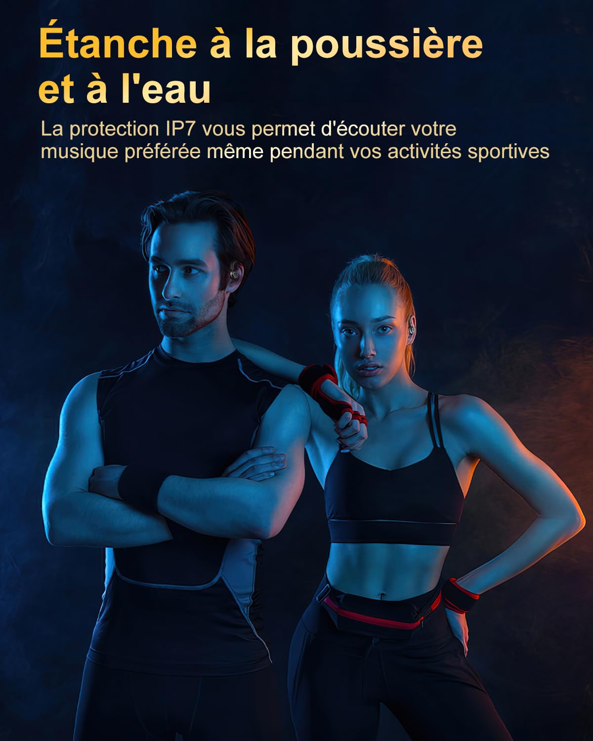Jesebang Ecouteurs Bluetooth sans Fil Sport, 2024 Écouteur Bluetooth 5.3 HiFi Stéréo, Ecouteurs sans Fil avec ENC Mic, Oreillette Bluetooth Running IP7 Étanche, 40H Casque Bluetooth Écran LED, Noir - fitnessterapy