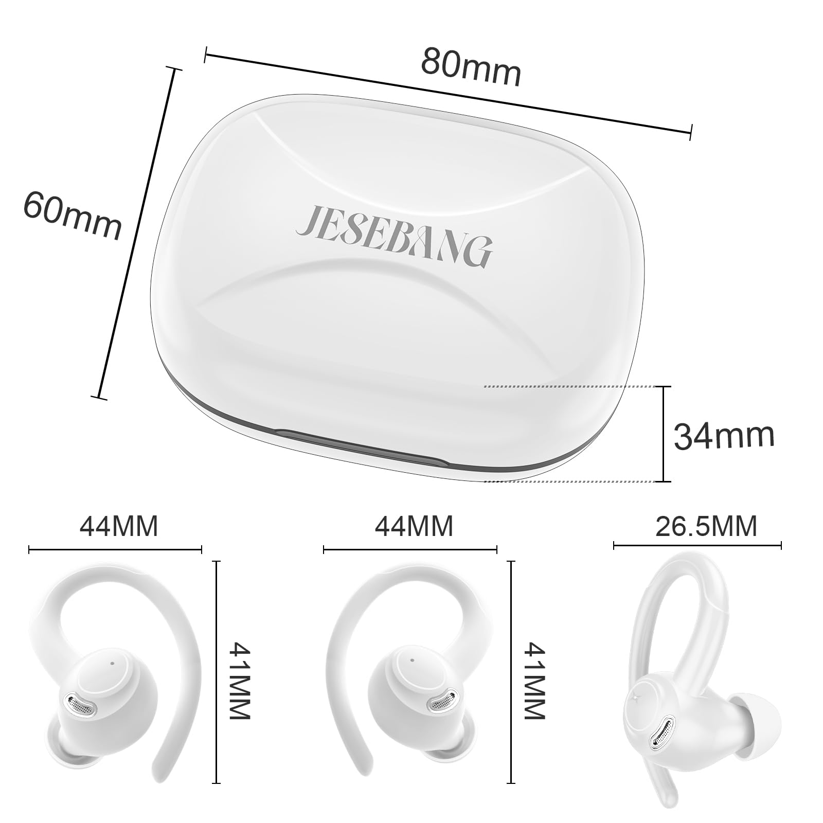 Jesebang Ecouteurs Bluetooth sans Fil Sport, 2024 Écouteur Bluetooth 5.3 HiFi Stéréo, Ecouteurs sans Fil avec ENC Mic, Oreillette Bluetooth Running IP7 Étanche, 40H Casque Bluetooth Écran LED, Noir - fitnessterapy