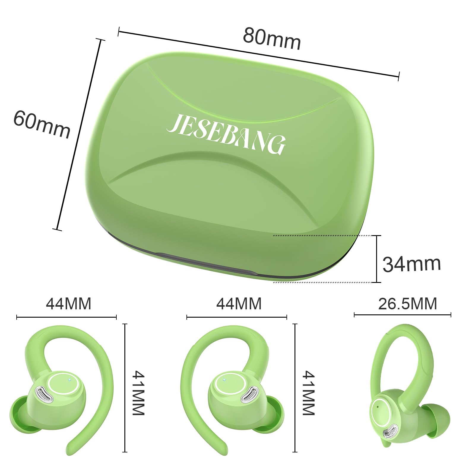 Jesebang Ecouteurs Bluetooth sans Fil Sport, 2024 Écouteur Bluetooth 5.3 HiFi Stéréo, Ecouteurs sans Fil avec ENC Mic, Oreillette Bluetooth Running IP7 Étanche, 40H Casque Bluetooth Écran LED, Noir - fitnessterapy