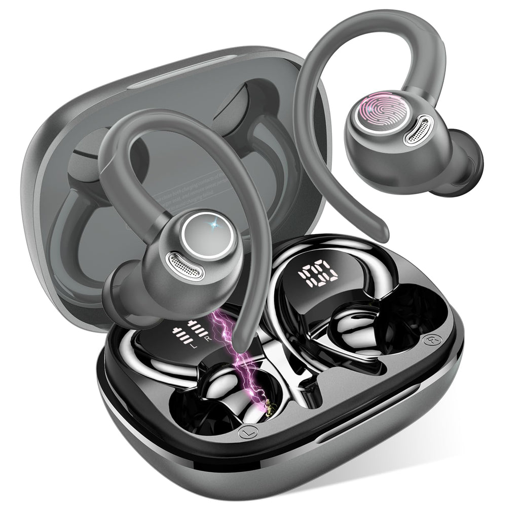 Jesebang Ecouteurs Bluetooth sans Fil Sport, 2024 Écouteur Bluetooth 5.3 HiFi Stéréo, Ecouteurs sans Fil avec ENC Mic, Oreillette Bluetooth Running IP7 Étanche, 40H Casque Bluetooth Écran LED, Noir - fitnessterapy